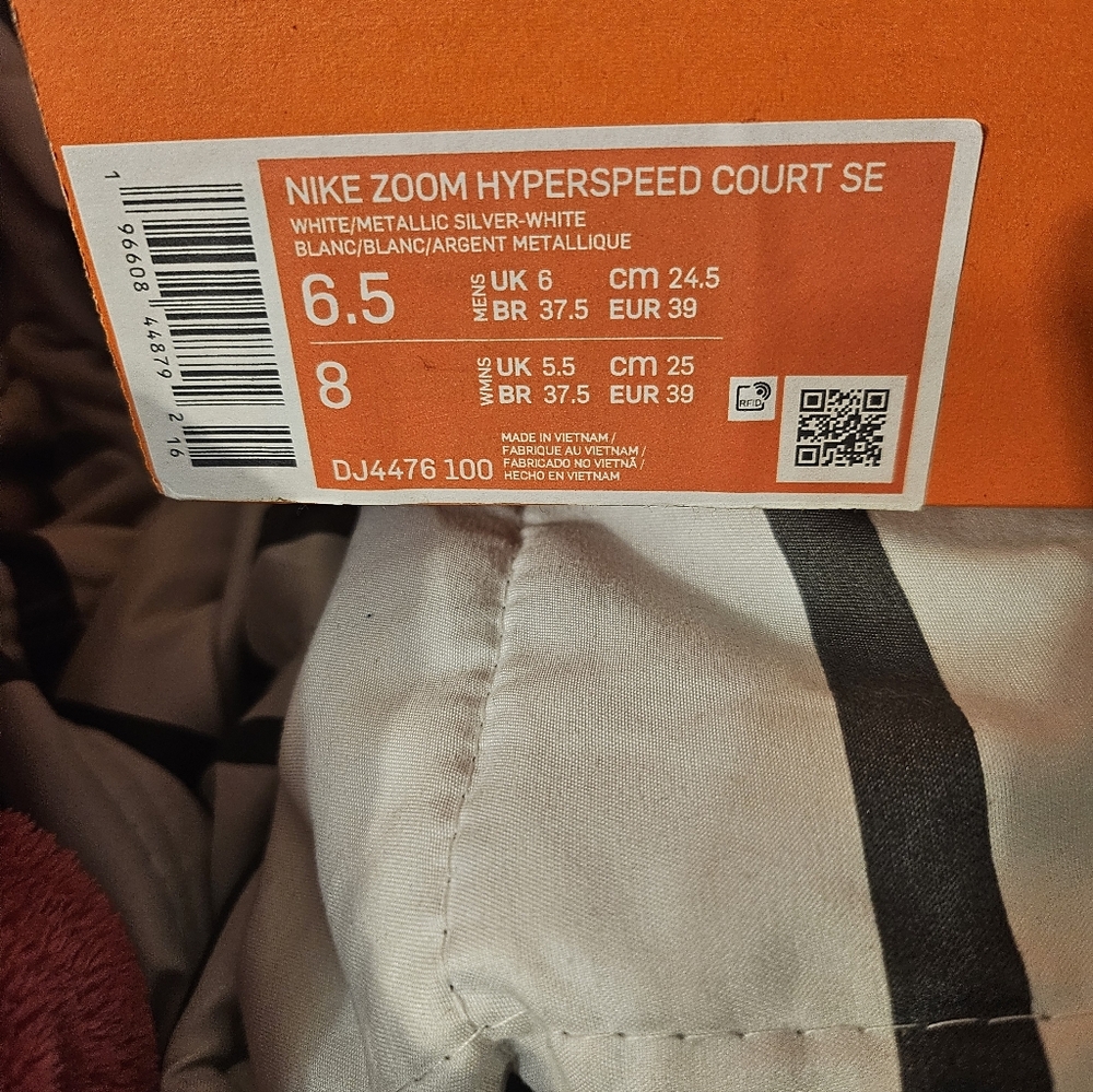 Nike Zoom Hyperspeed Court Sneakers Men 6.5 Wm 8 White Silver Volleyball - Picture 10 of 10